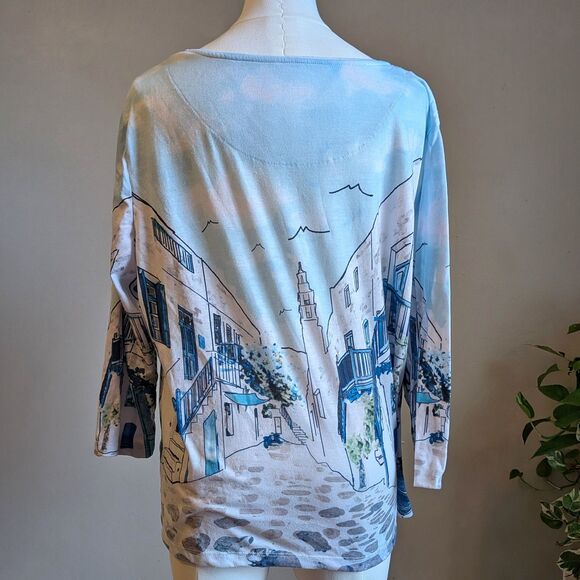 Allison Daley Embellished Shirt Beaded Coastal Granny Top Size Petite Large - Picture 2 of 5